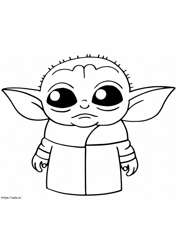 Coloriage Bébé Yoda est triste à imprimer dessin