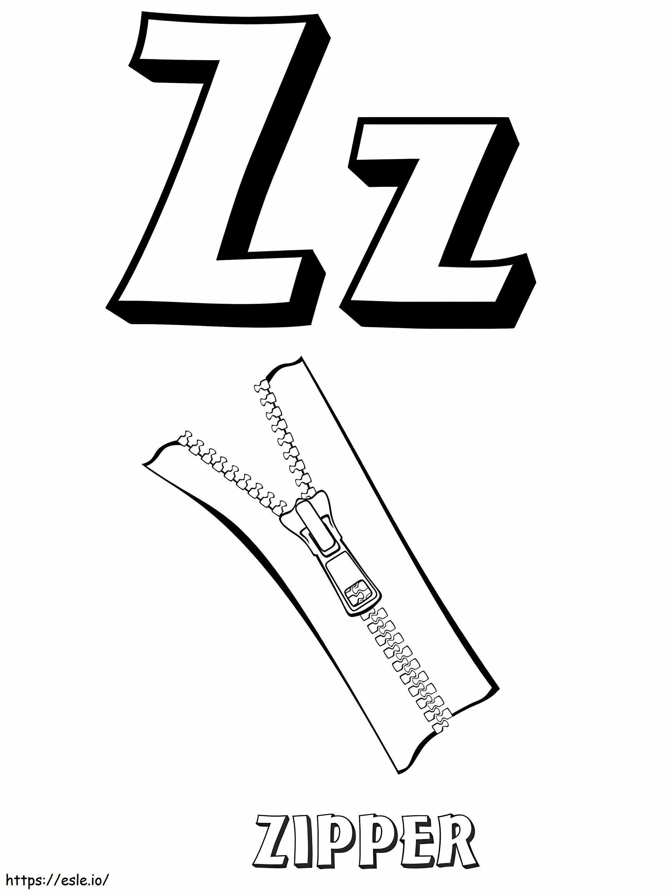 Zipper Letter Z 1 coloring page