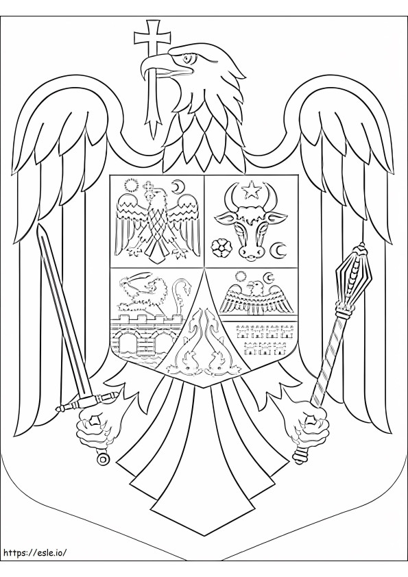 Escudo de armas de Rumanía para colorear