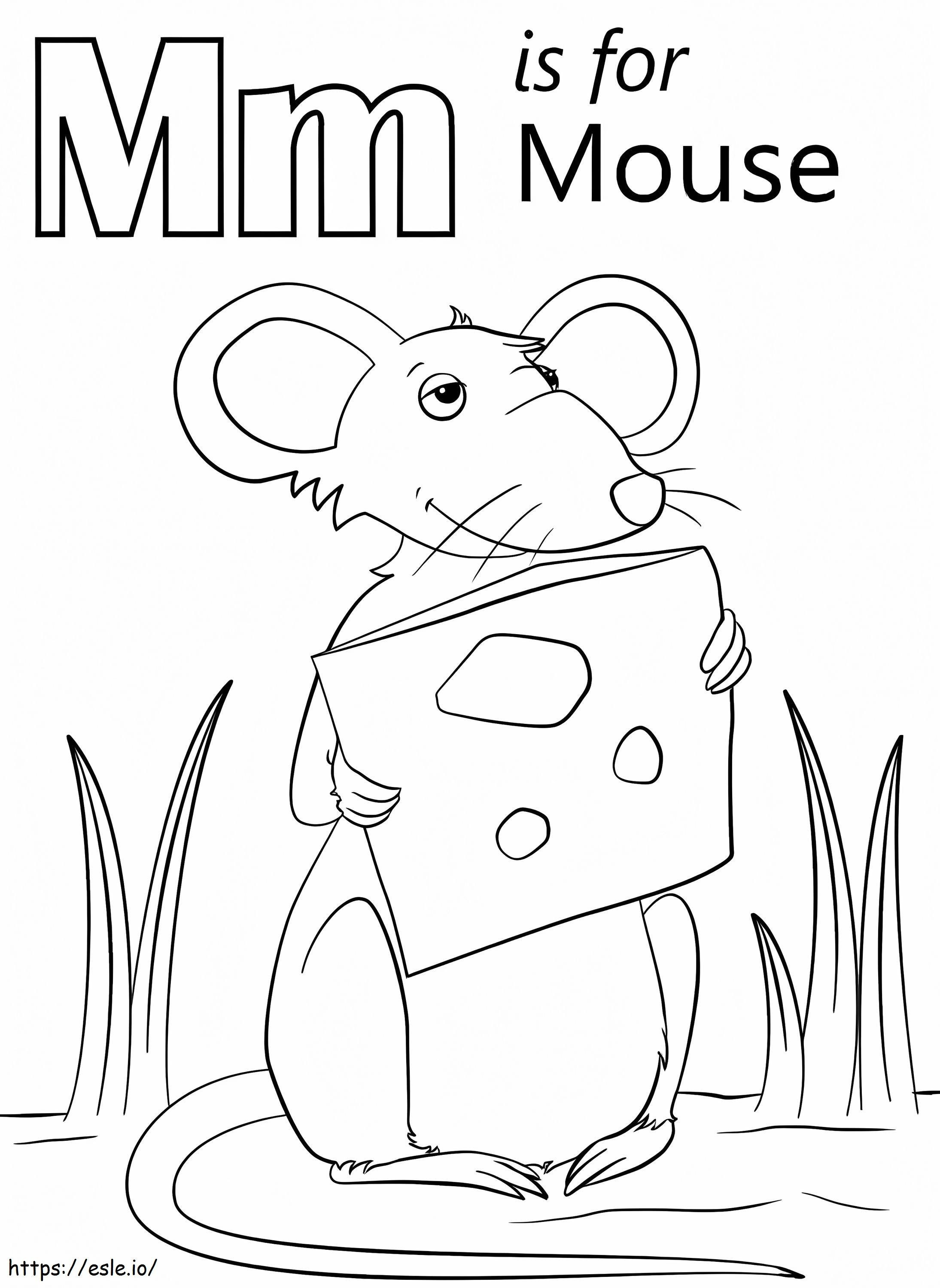 Litera M de la șoarece de colorat