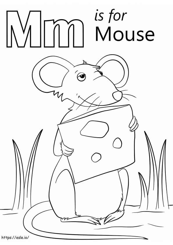 ratón, letra m para colorear