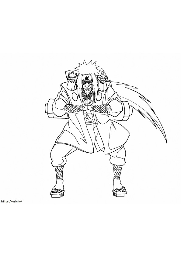 Jiraiya Fighting With Two Frogs coloring page
