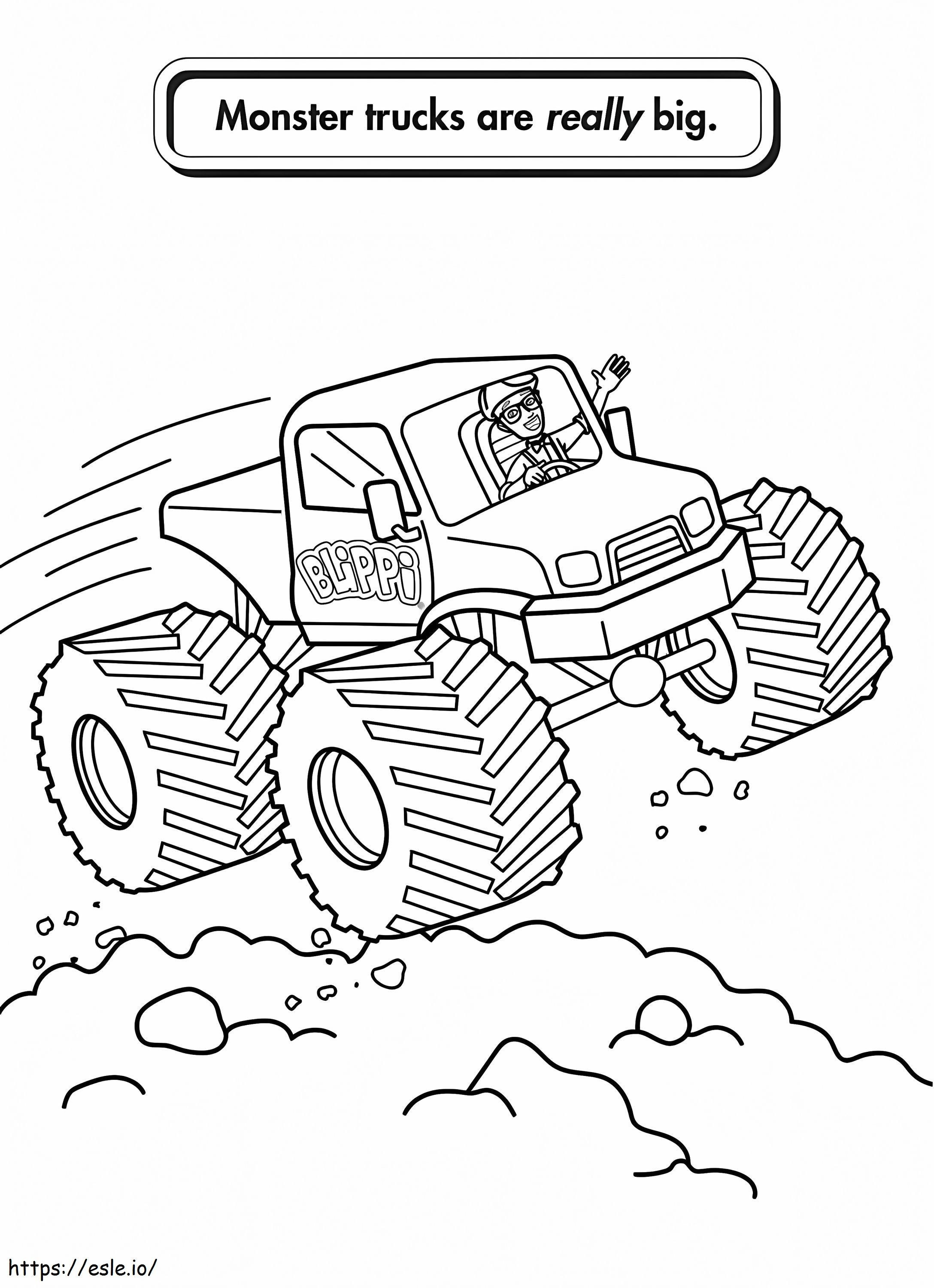 Coloriage Blippi au volant d'un Monster Truck à imprimer dessin