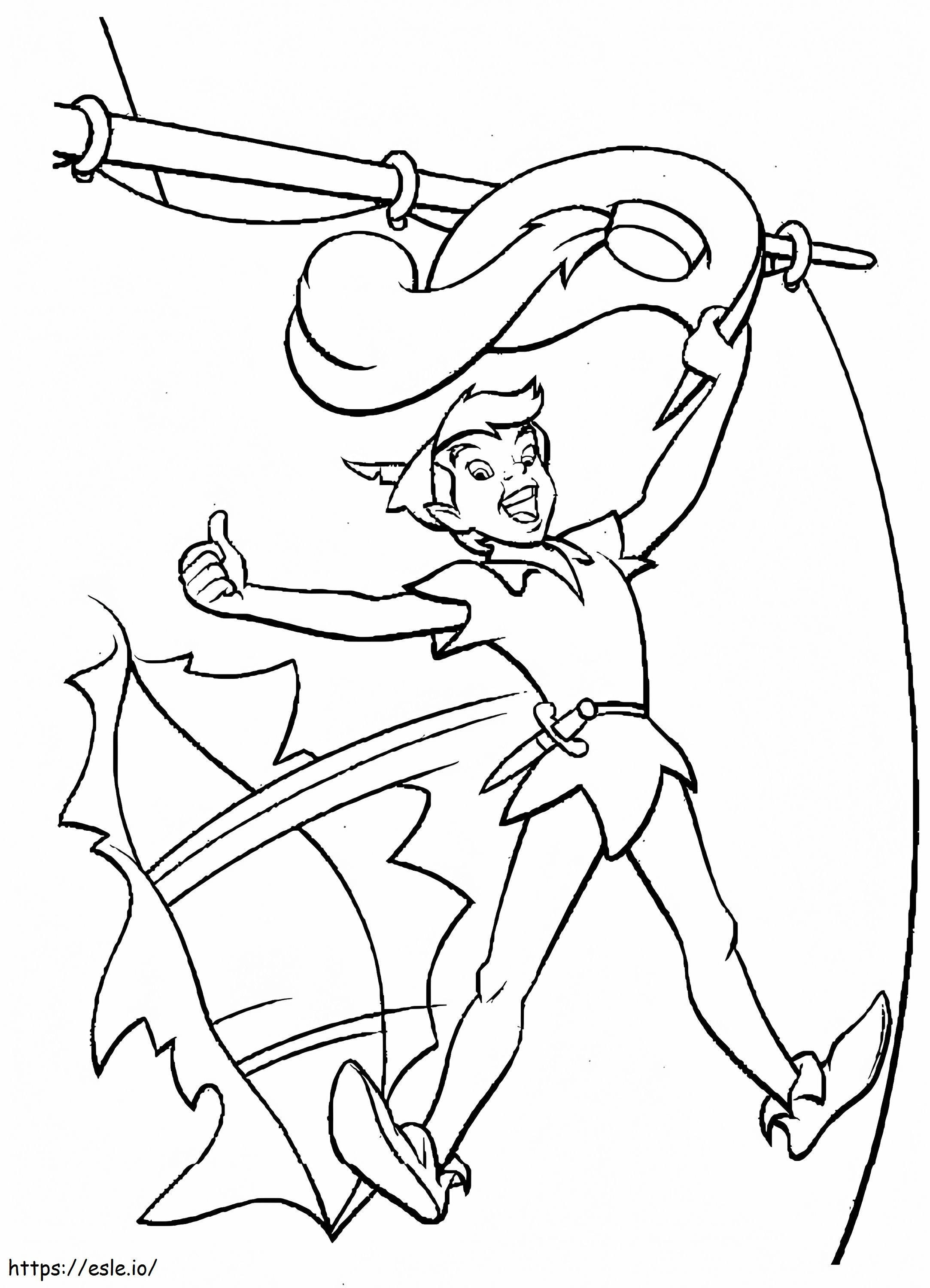 Coloriage Peter Pan sur le bateau pirate à imprimer dessin