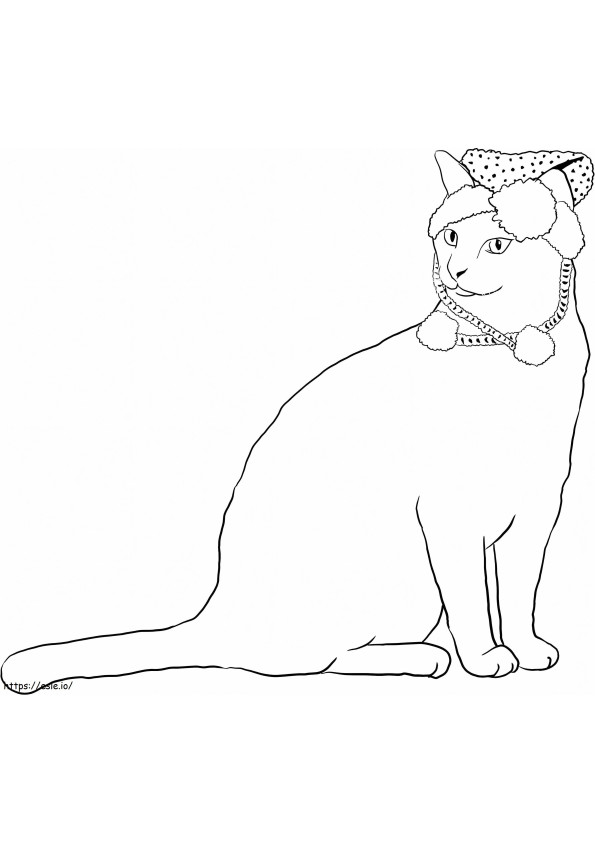 gato de natal para colorir