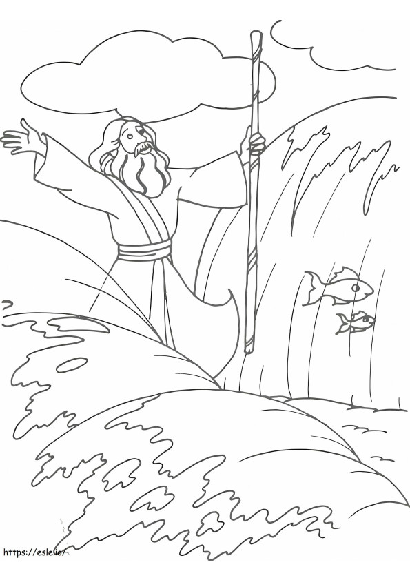 Mojżesz przechodzi przez Morze Czerwone kolorowanka