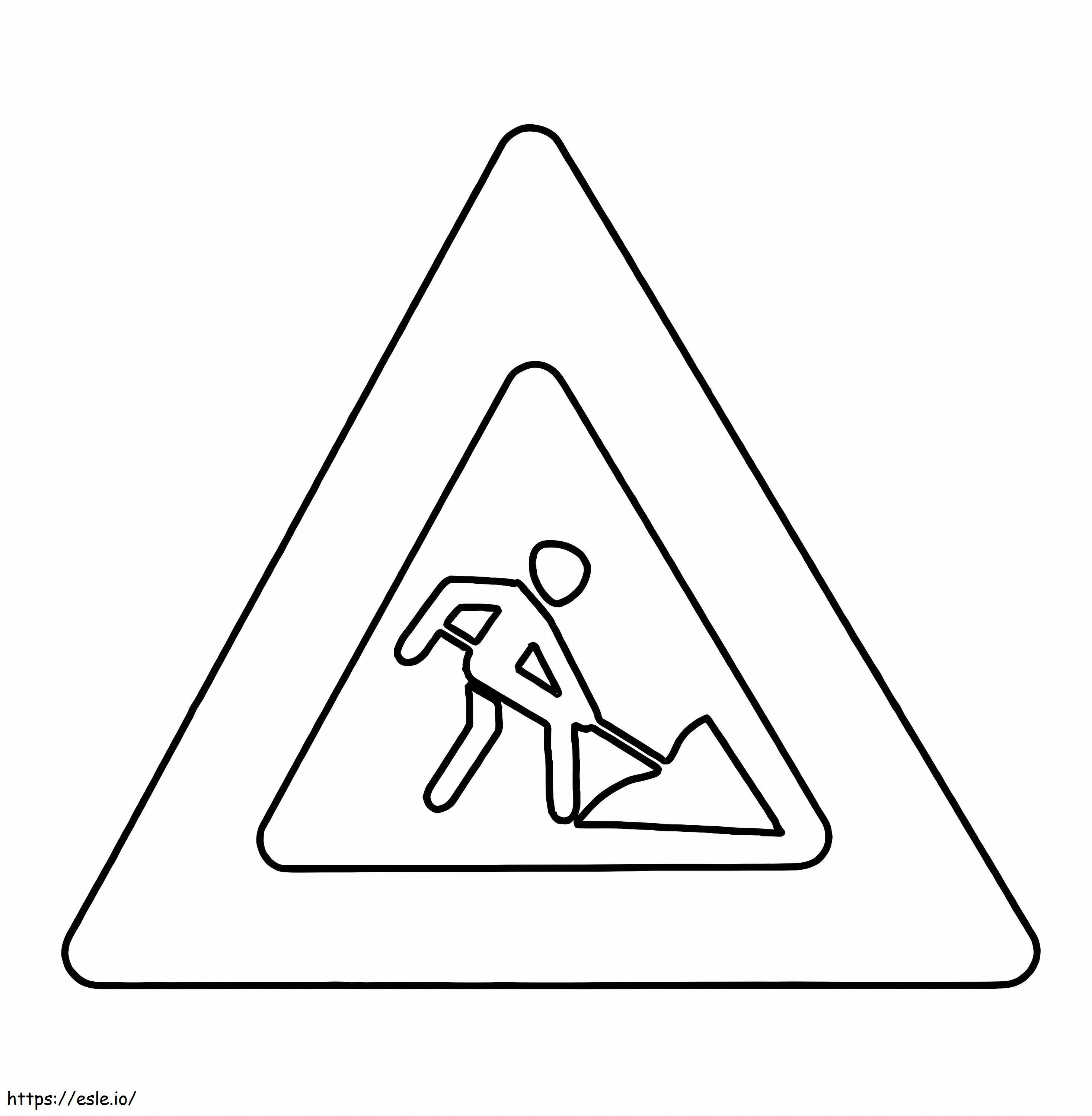 Roadworks Ahead Sign coloring page