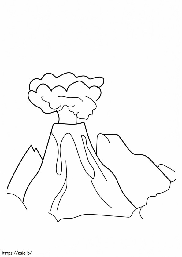 爆発する火山 ぬりえ - 塗り絵