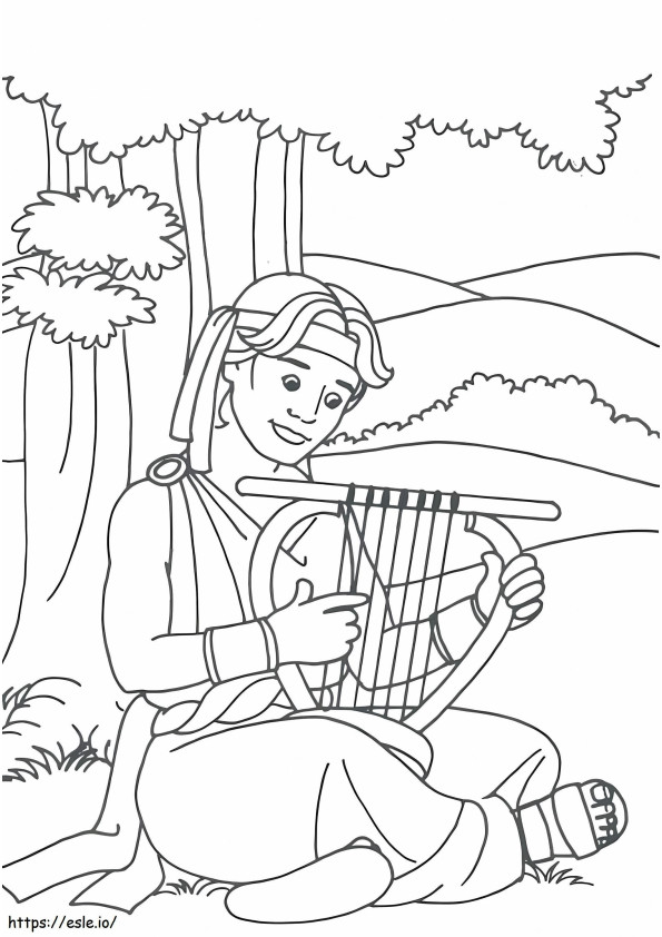 Coloriage Jouer de la harpe 3 à imprimer dessin