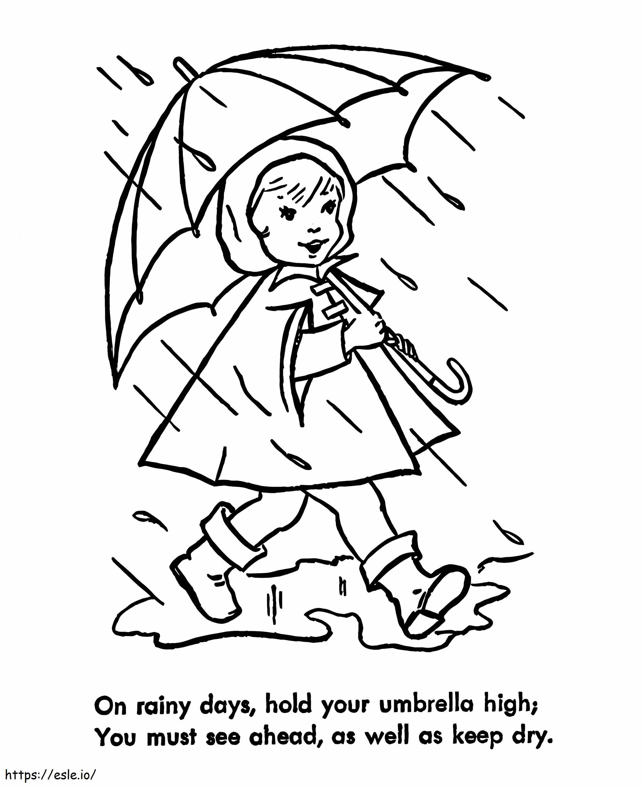 雨の日の安全性 ぬりえ - 塗り絵