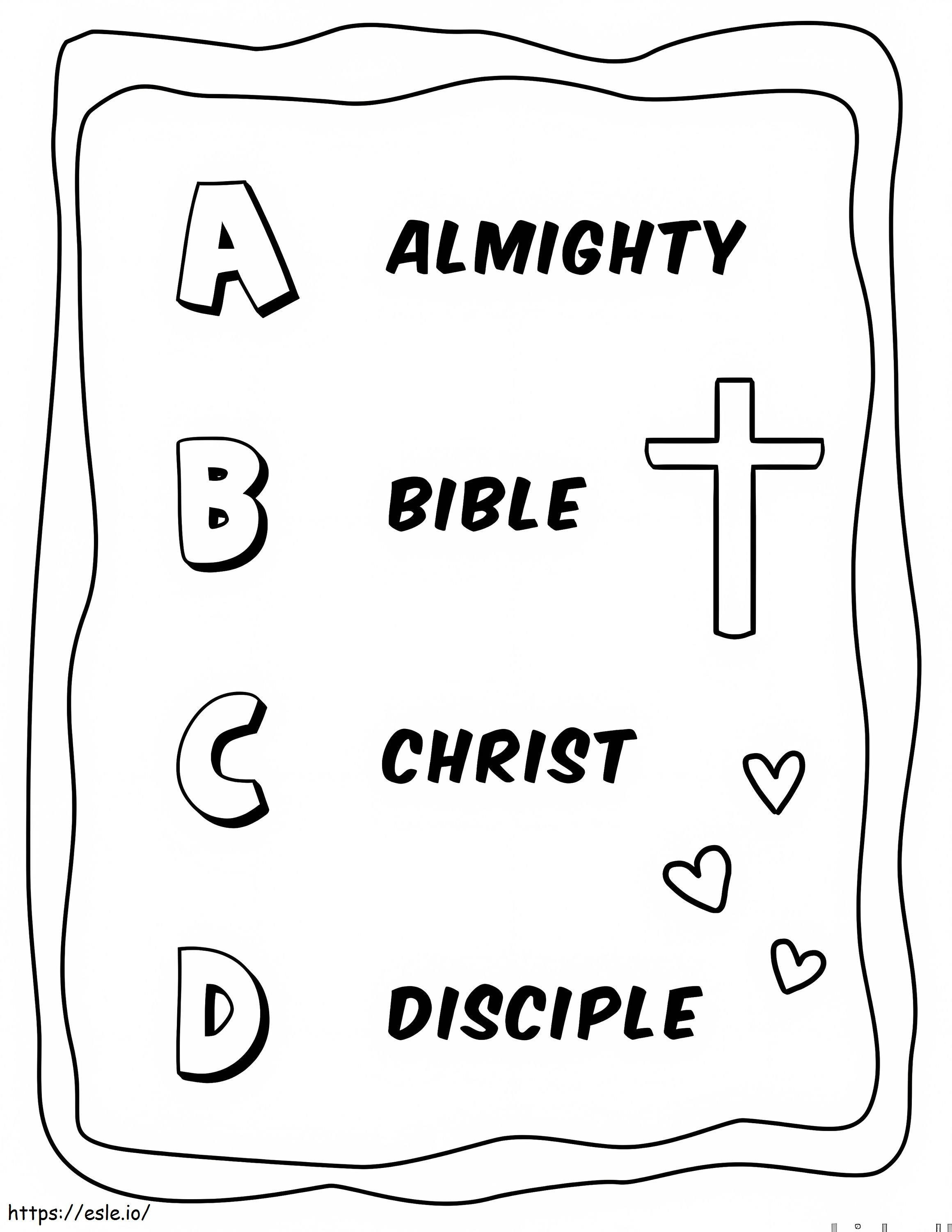 Yazdırılabilir İncil Alfabesi boyama