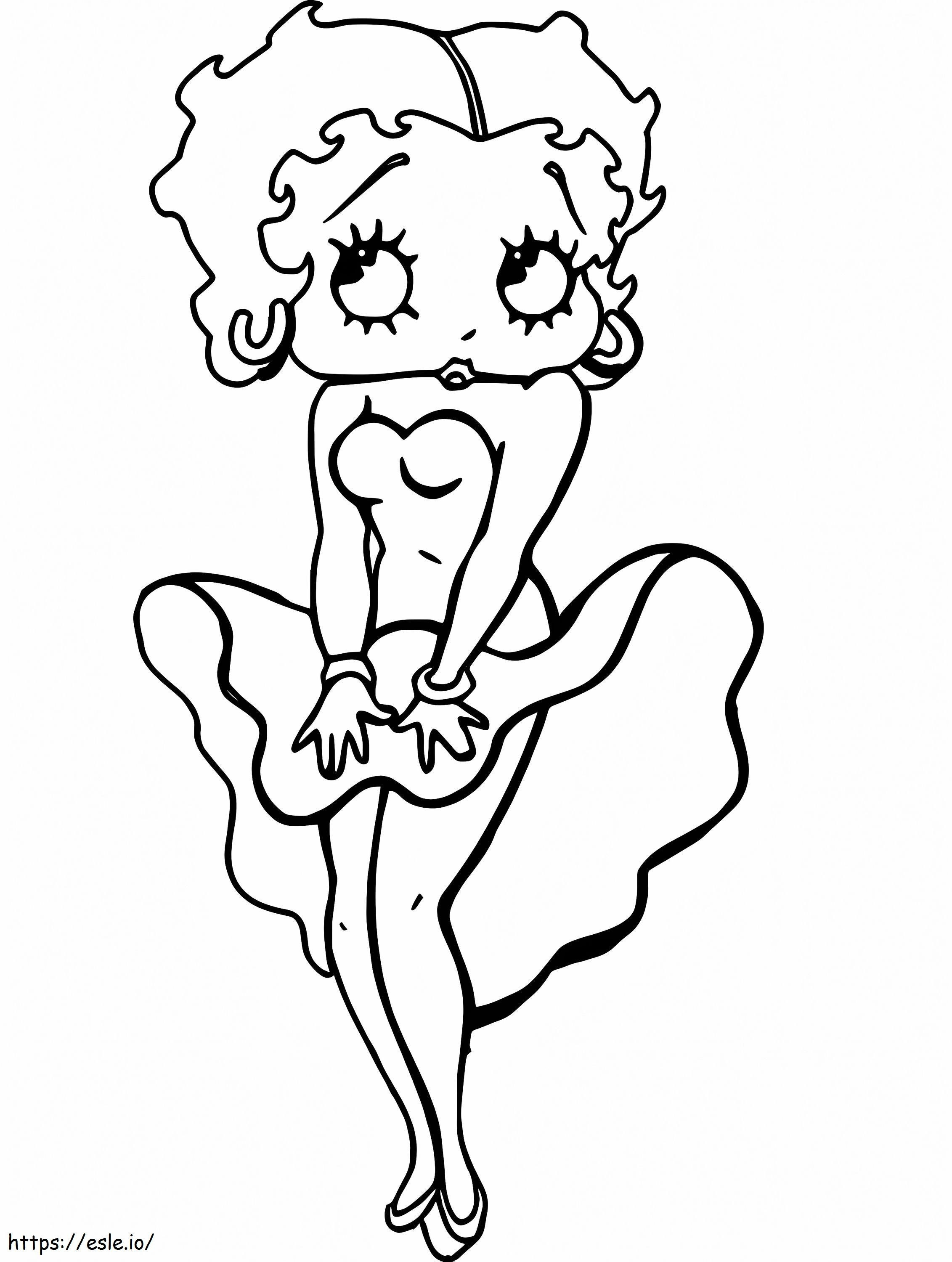 Betty Boop timidă de colorat