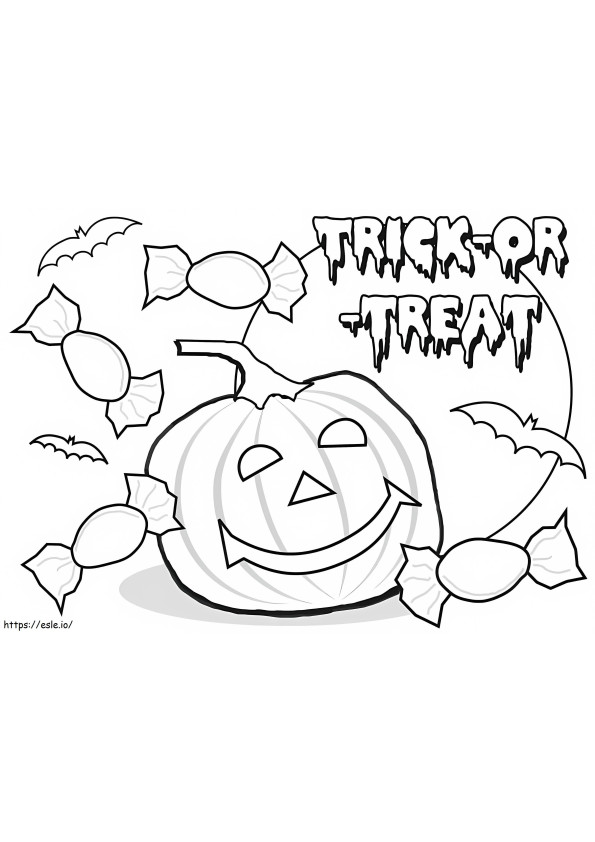 Pumpkin And Candies Trick Or Treat coloring page