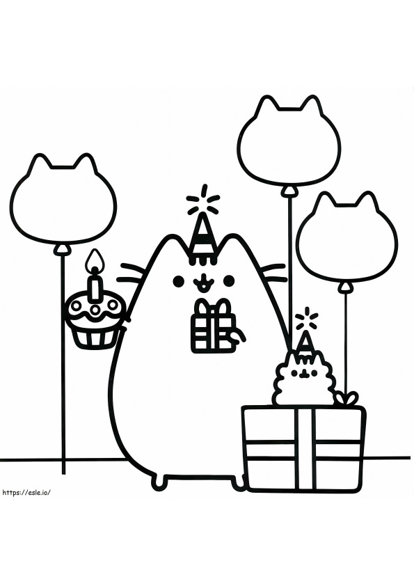Happy Birthday Pusheen coloring page