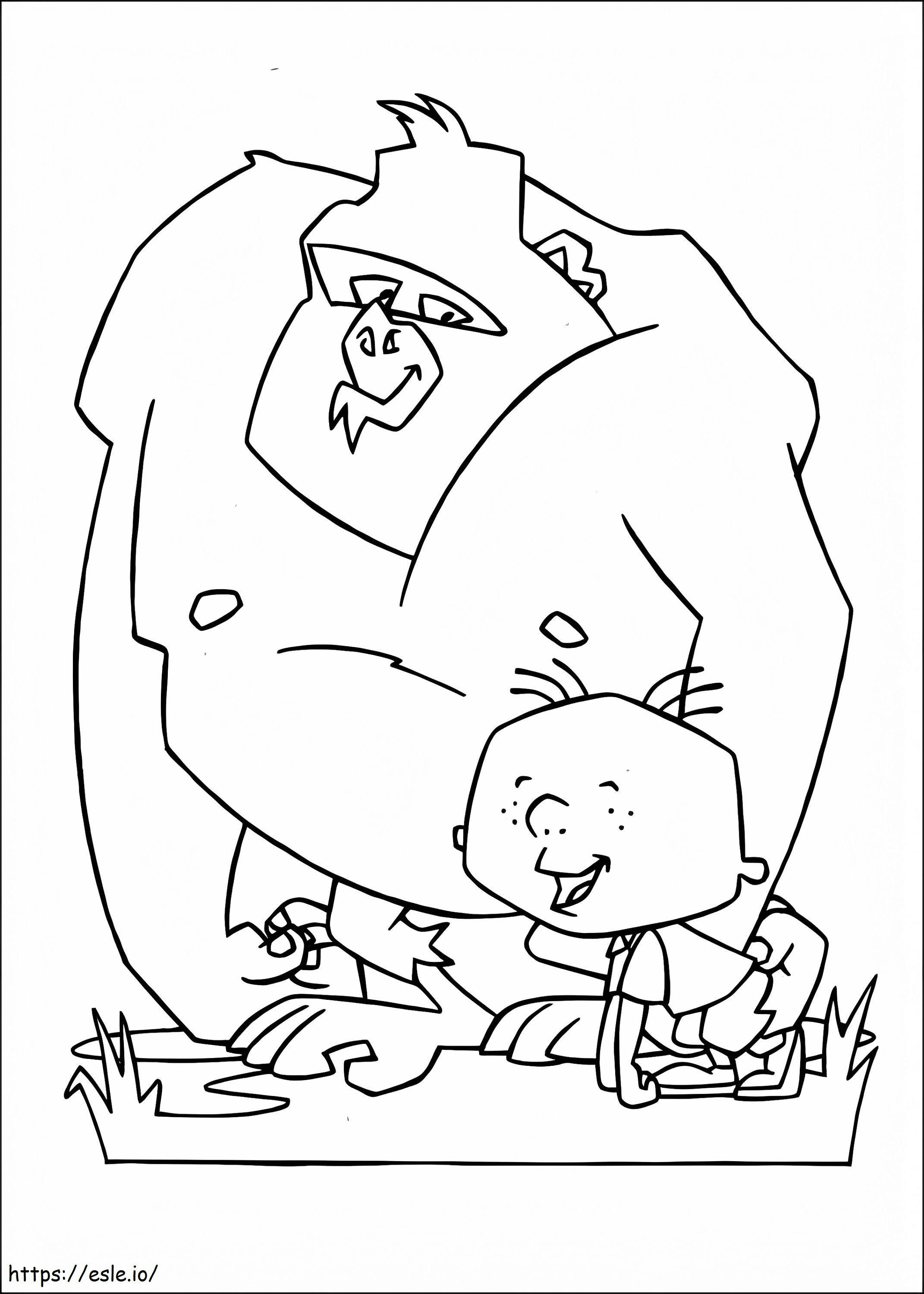 Stanley e gorila para colorir