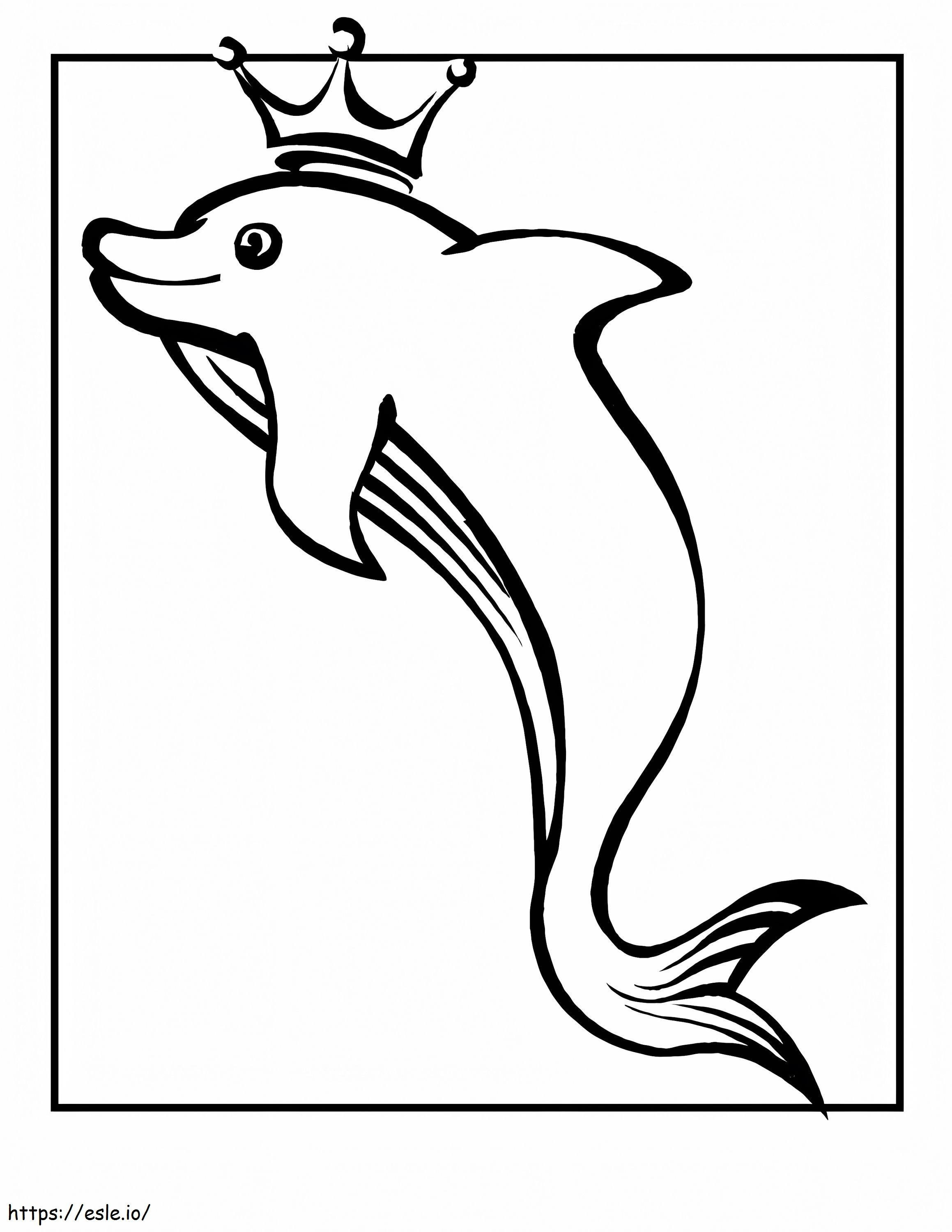 golfinho com coroa para colorir