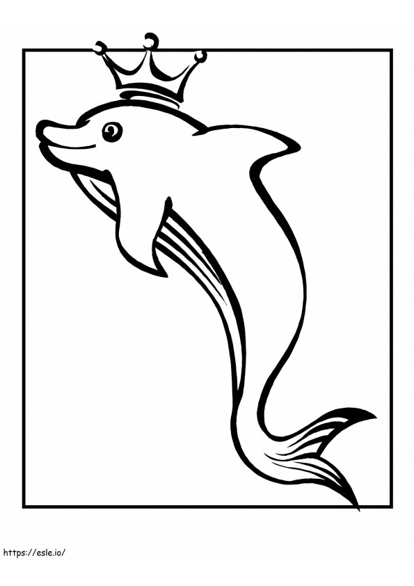 Dolphin With Crown coloring page