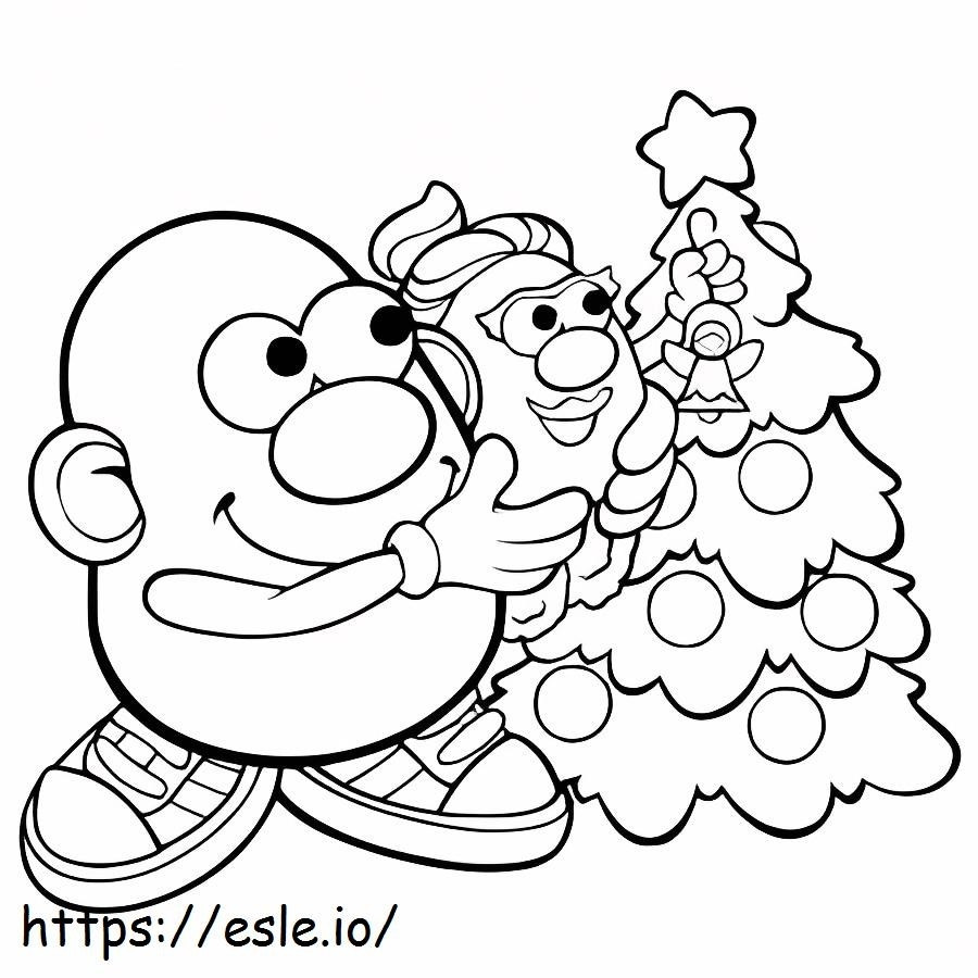 Domnul Cap de Cartofi și Pomul de Crăciun de colorat