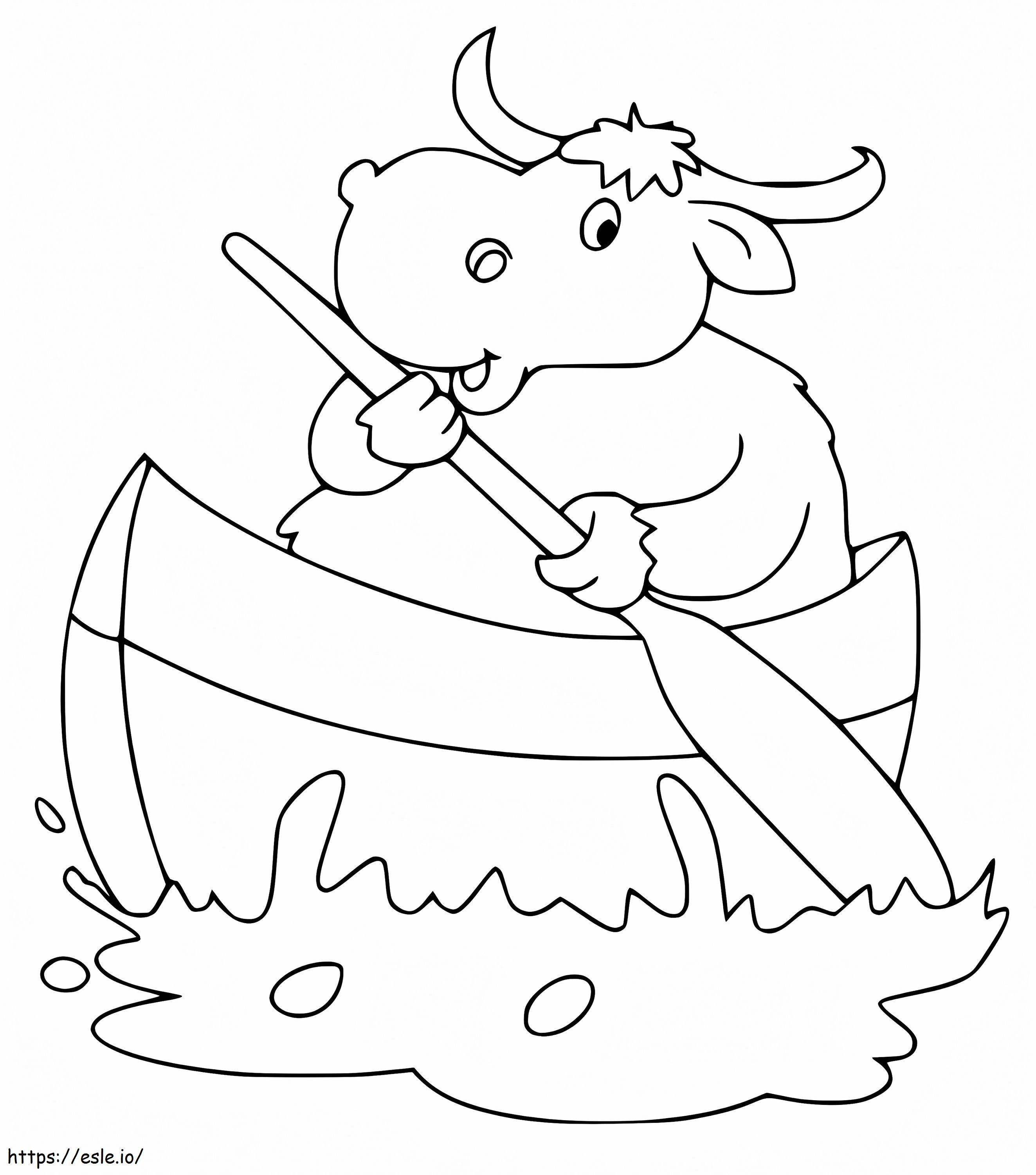 Yak On Boat coloring page