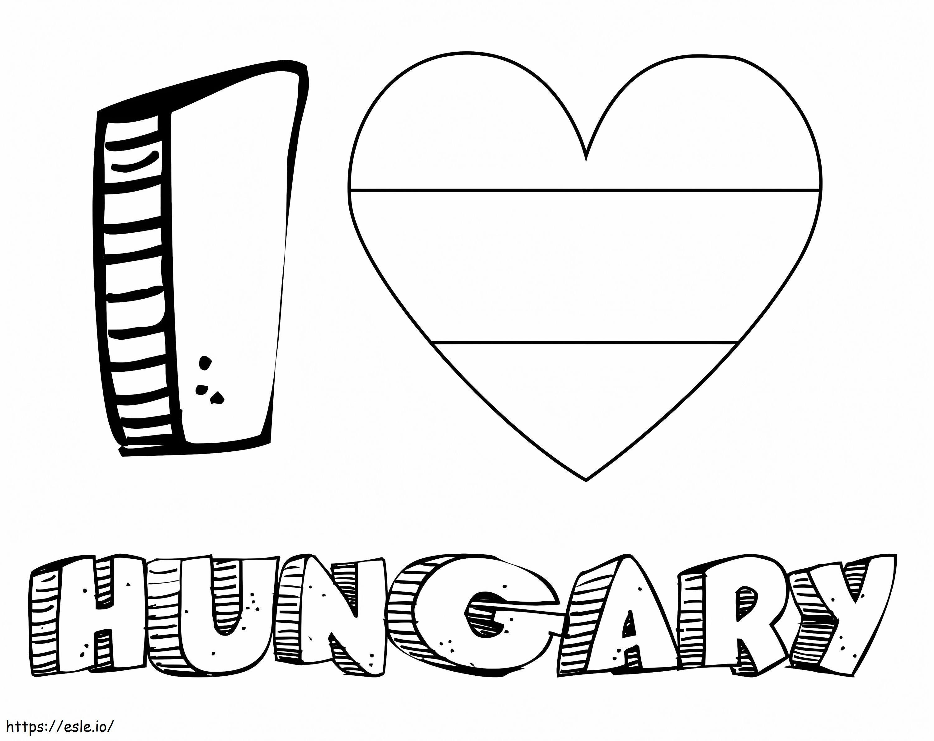 Coloriage J'aime la Hongrie à imprimer dessin