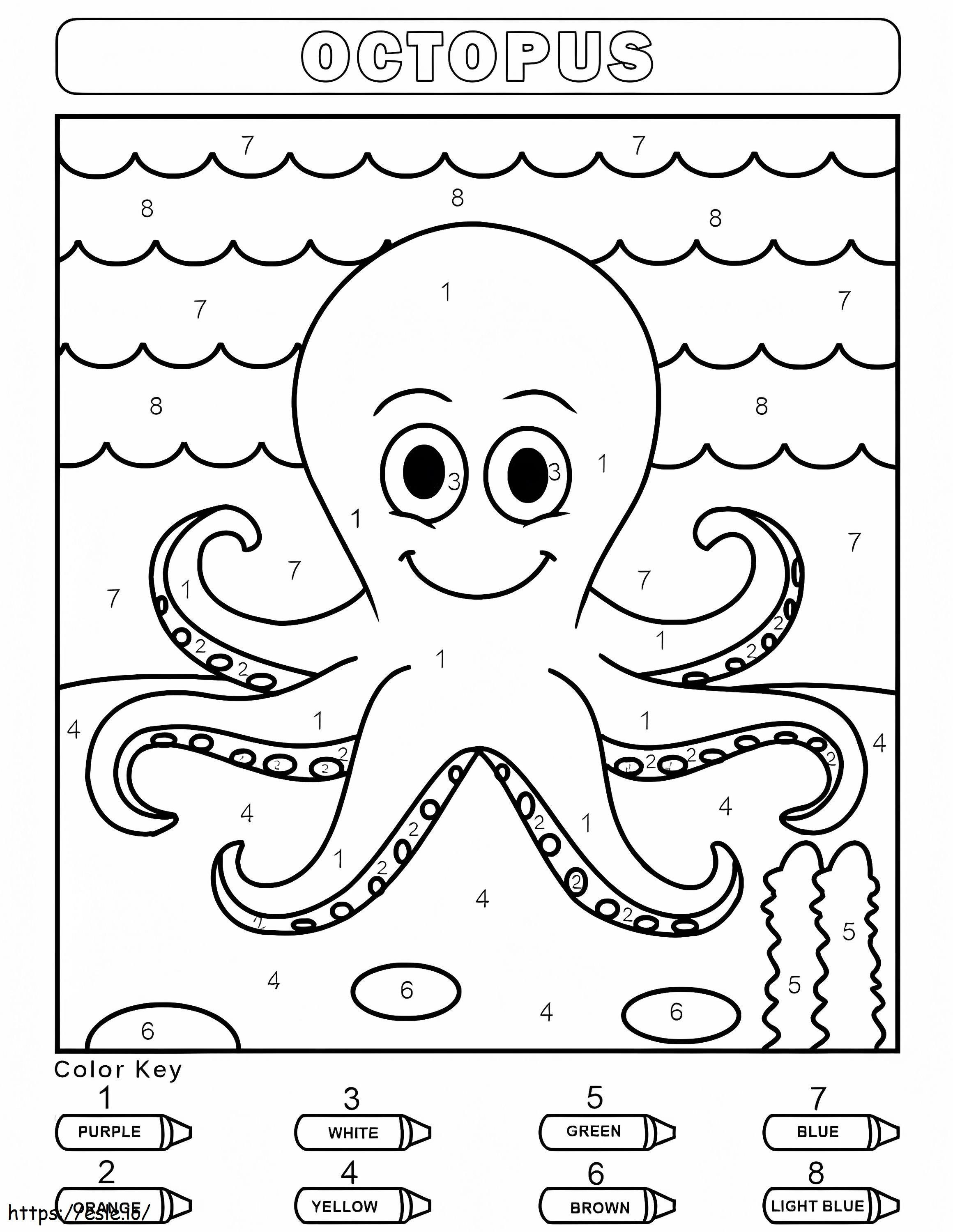 Happy Octopus värin mukaan värityskuva