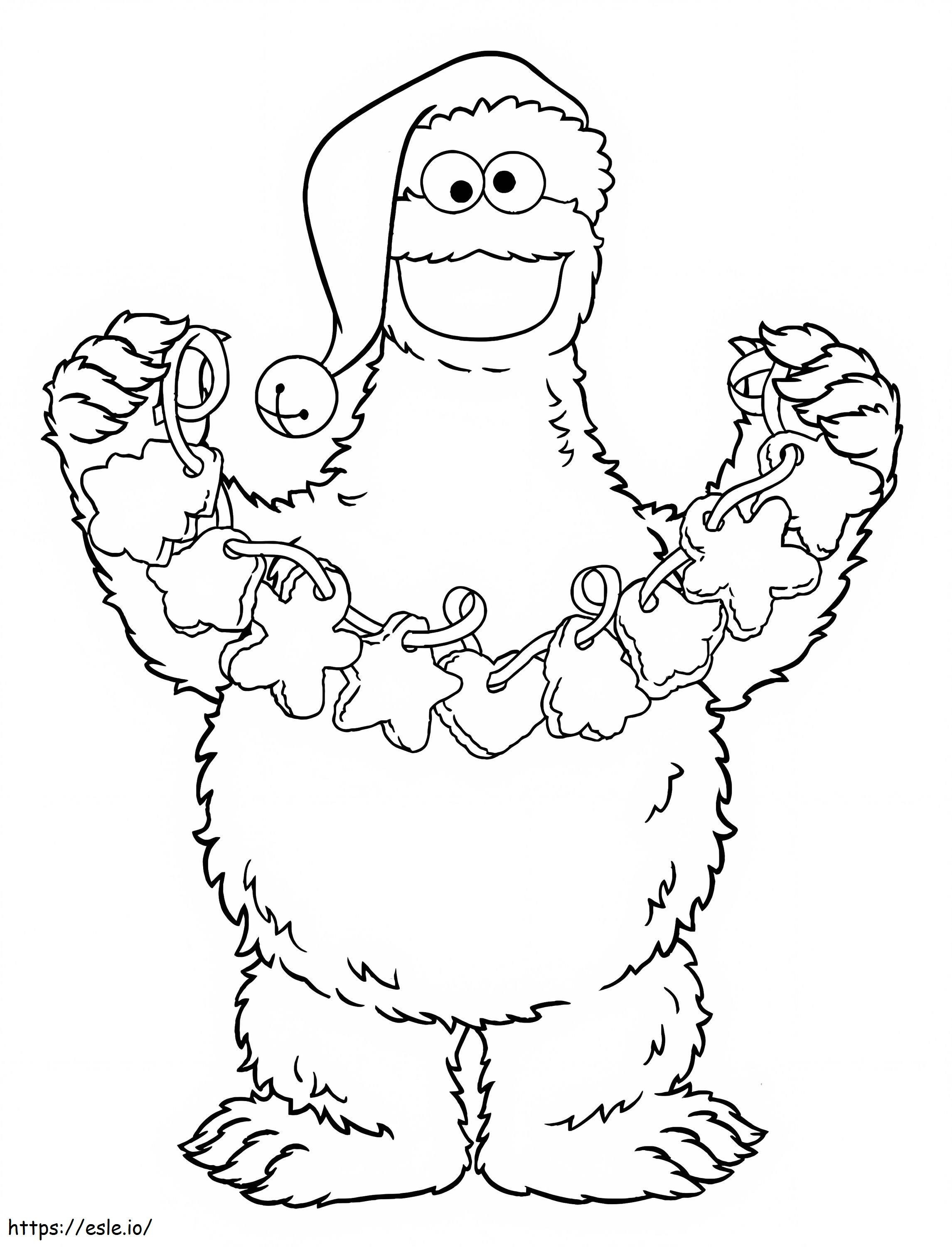 Christmas Cookie Monster coloring page