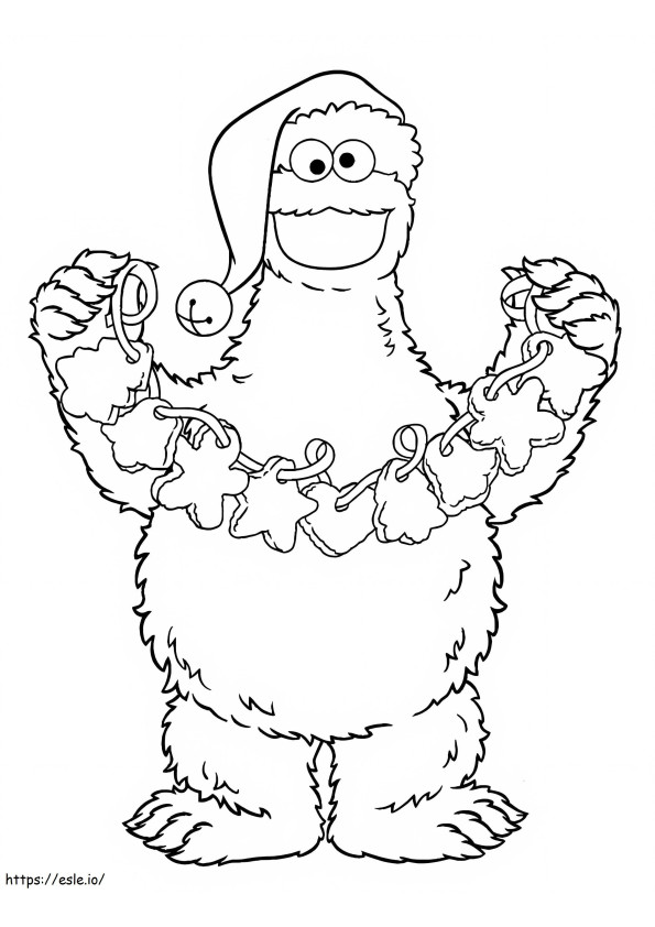Christmas Cookie Monster coloring page