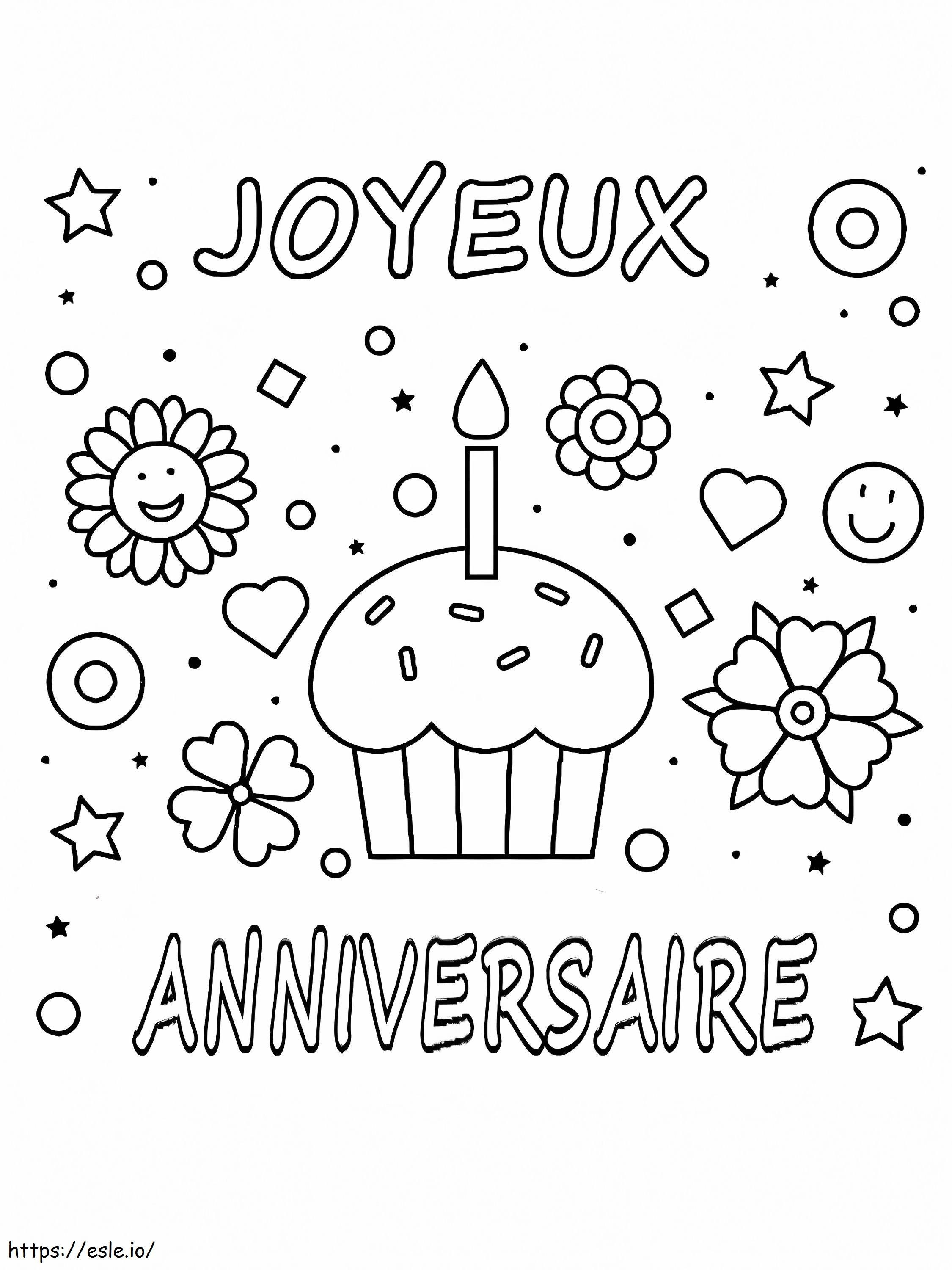 Happy Birthday With Cupcake coloring page