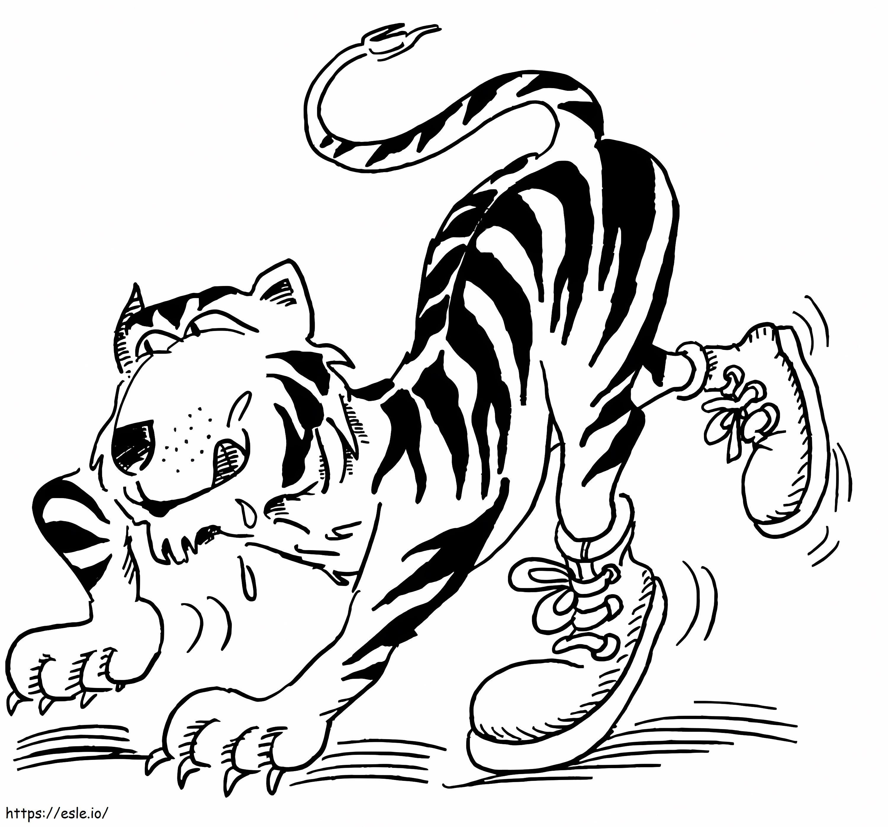 Coloriage Tigre drôle avec des chaussures à imprimer dessin
