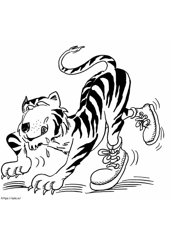 Śmieszny Tygrys Z Butami kolorowanka