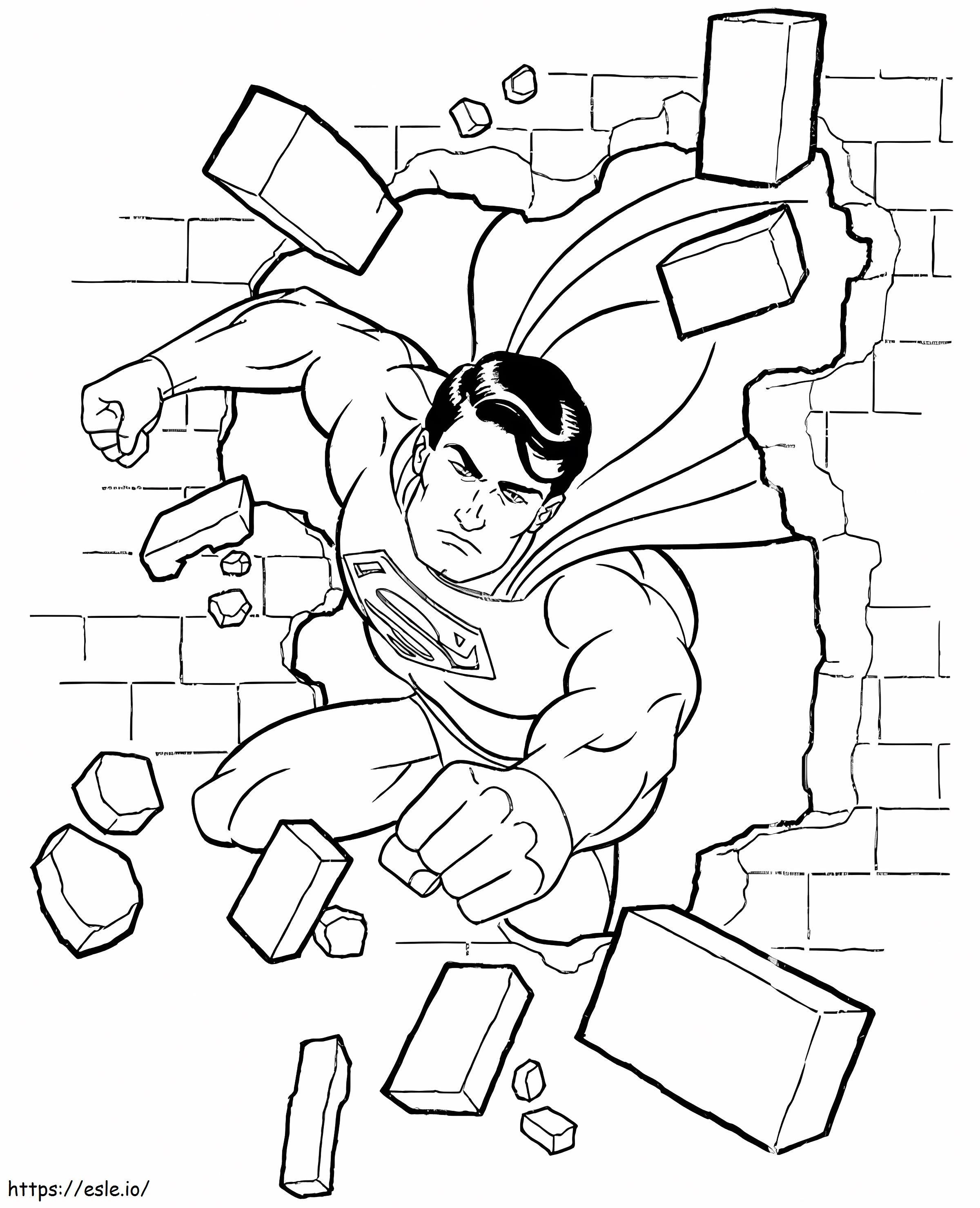 Superman che rompe il muro da colorare