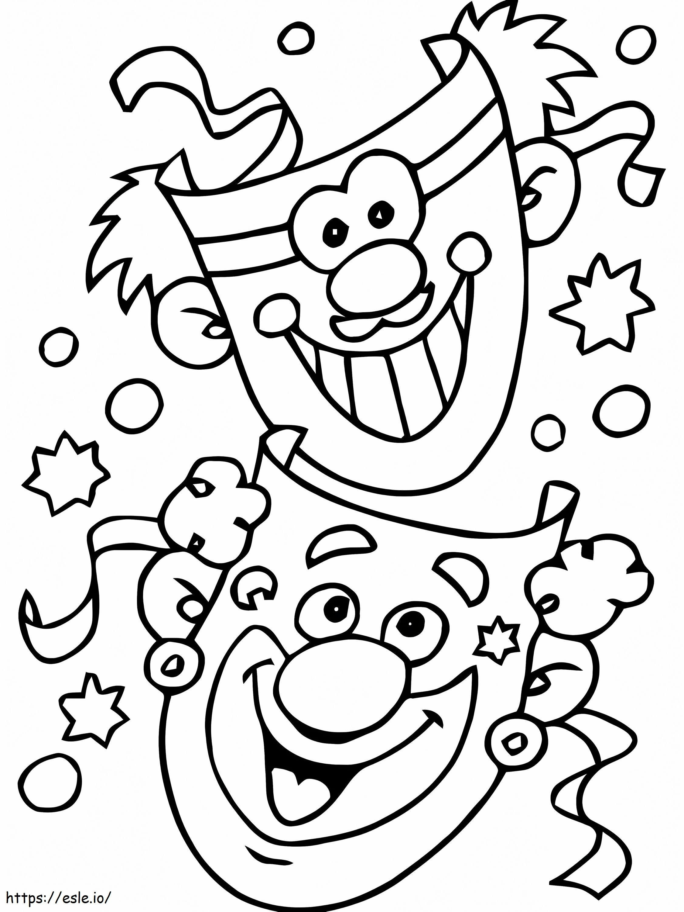 Funny Carnival Masks coloring page