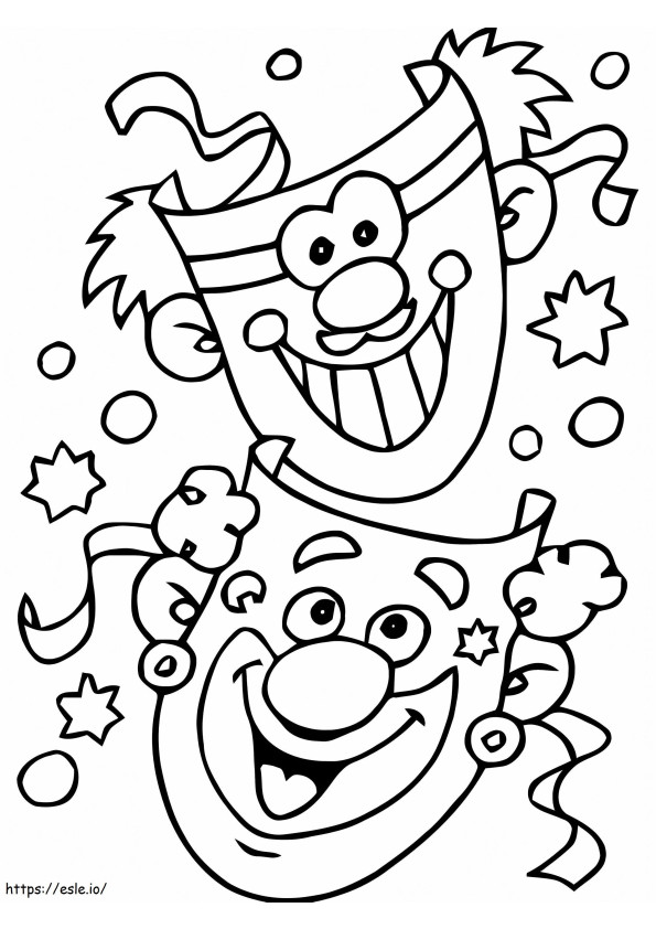 Funny Carnival Masks coloring page