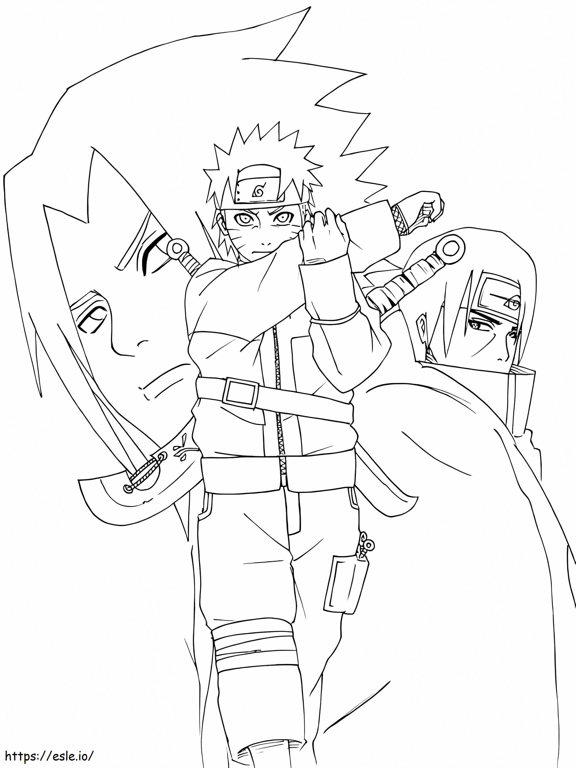 Naruto Con Cara De Itachi Y Sasuke para colorir