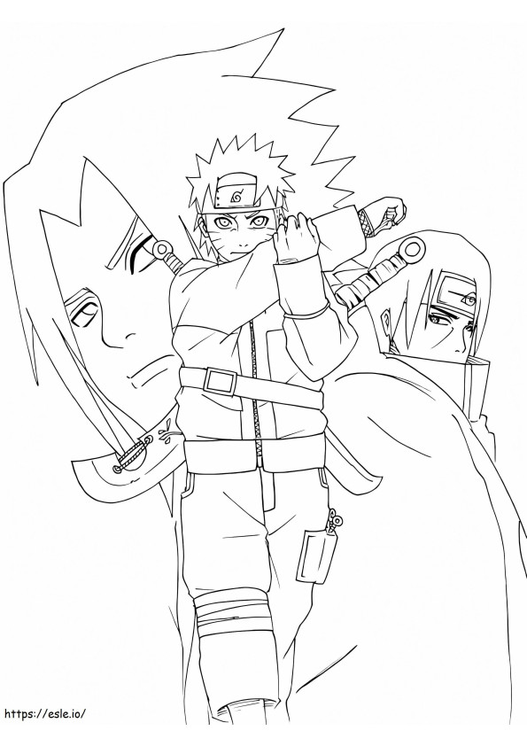 Naruto mit Cara von Itachi und Sasuke ausmalbilder
