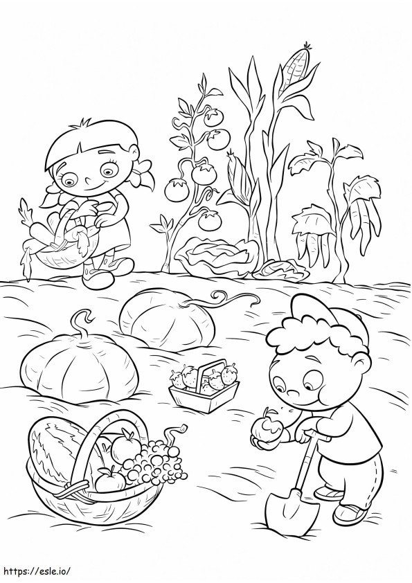 Annie Leo With Fruits A4 coloring page