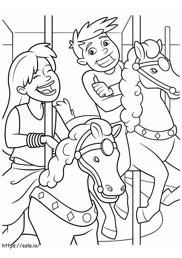 Carrousel Paarden kleurplaat
