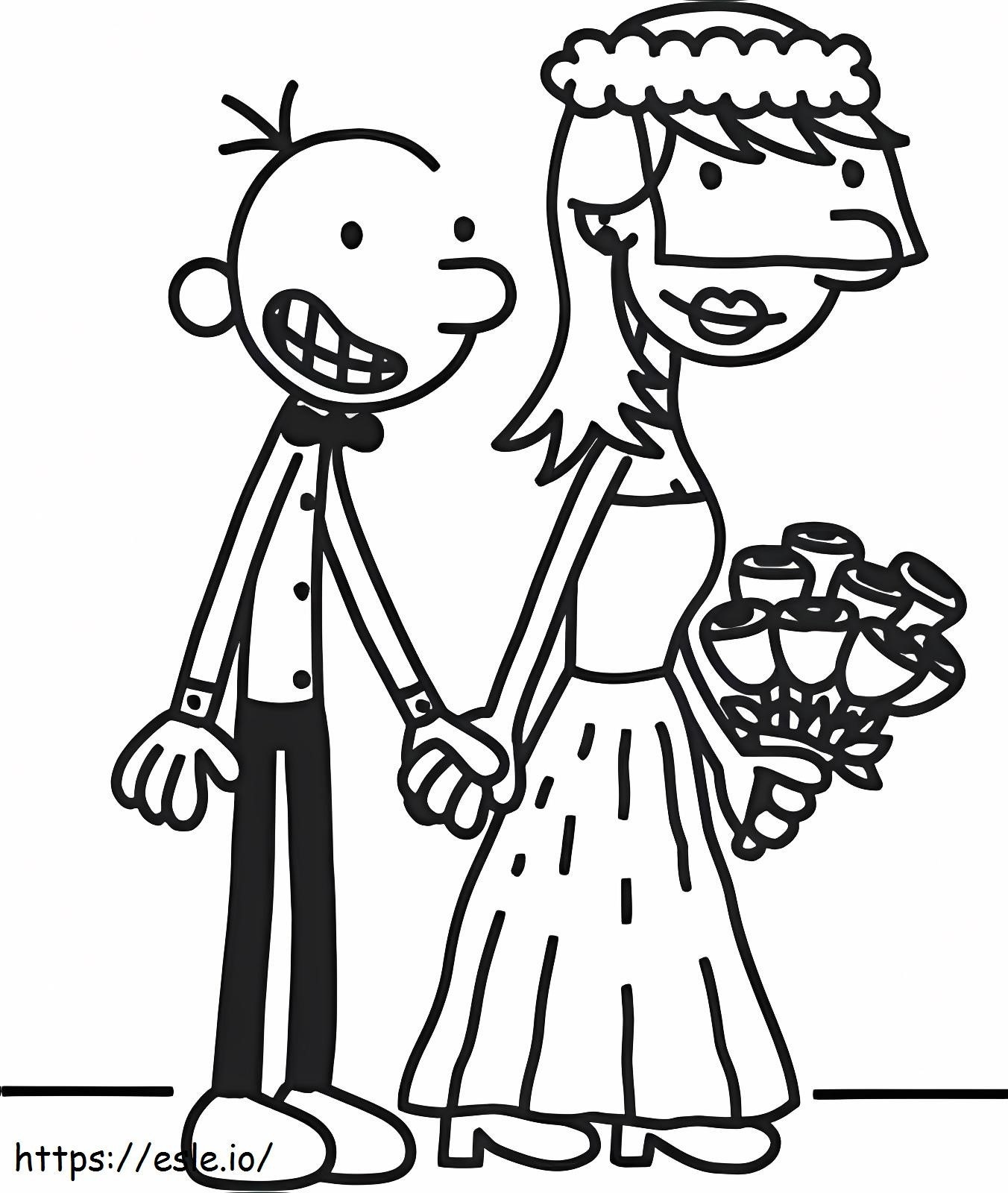 Bruiloft van Wimpy Kid kleurplaat kleurplaat