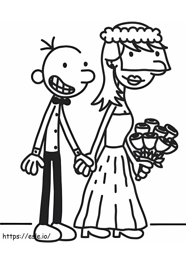 Bruiloft van Wimpy Kid kleurplaat