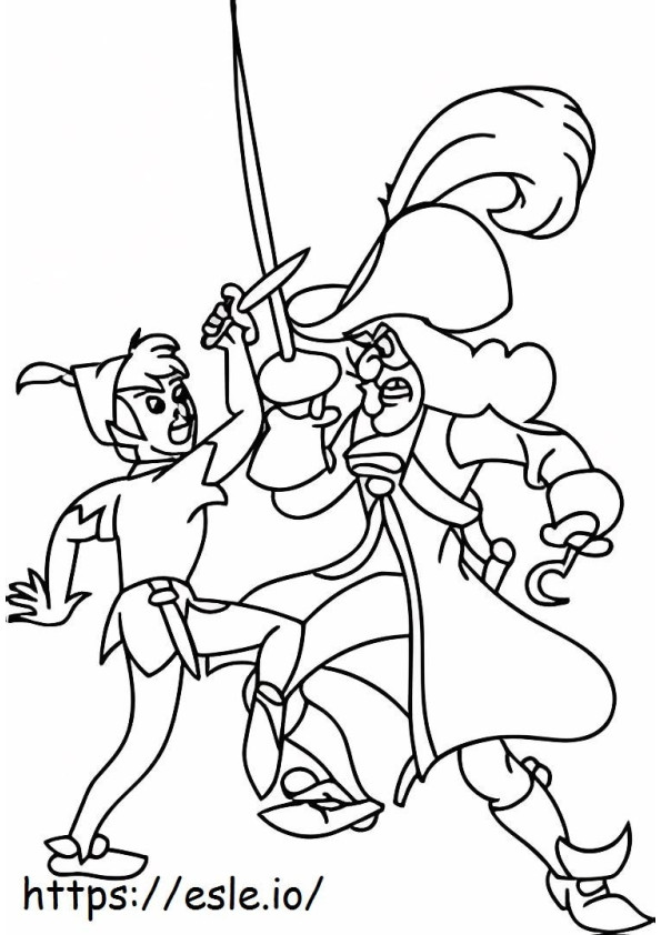 Coloriage Capitaine Crochet contre Peter Pan dans les navires à imprimer dessin