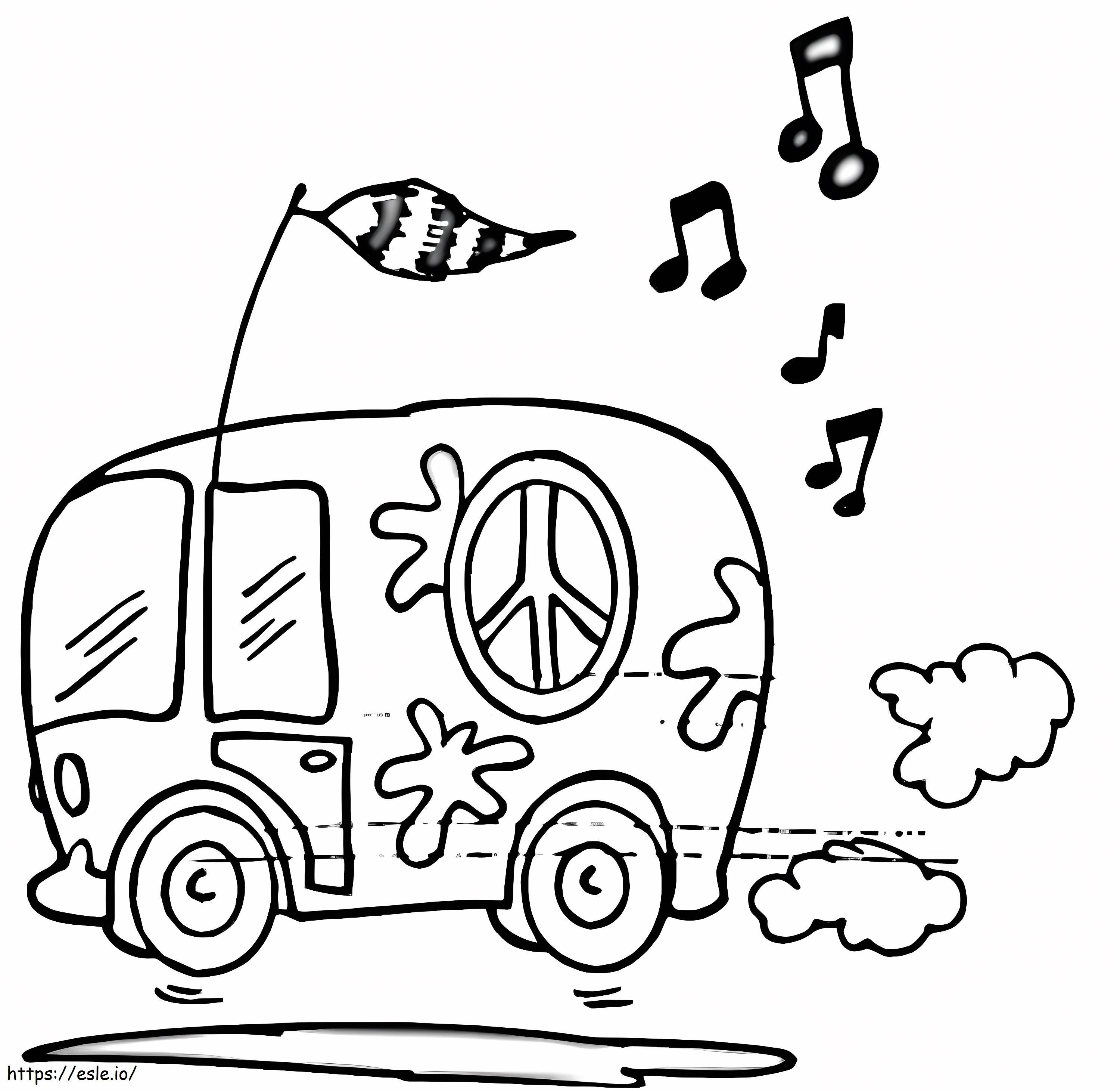 Coloriage Autobus hippie à imprimer dessin