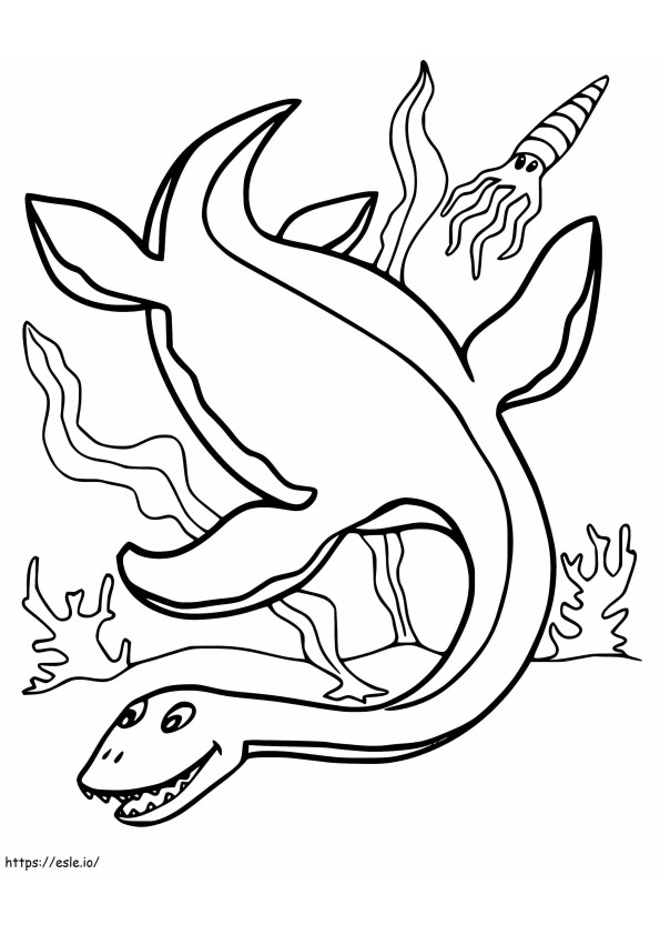 Coloriage Plesiosaurus souriant à imprimer dessin