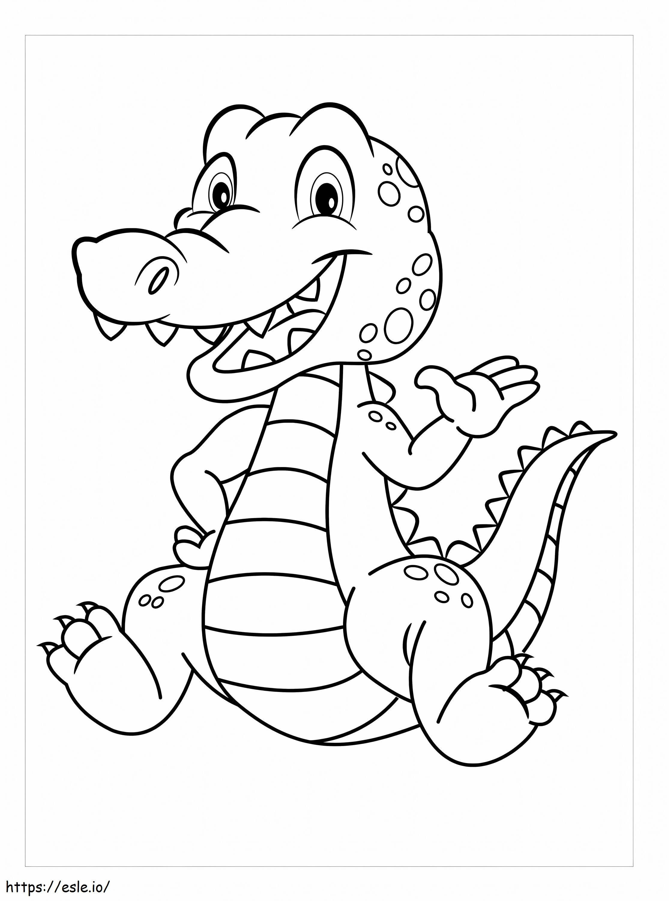 Crocodil amuzant așezat de colorat