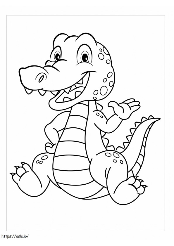 Crocodil amuzant așezat de colorat