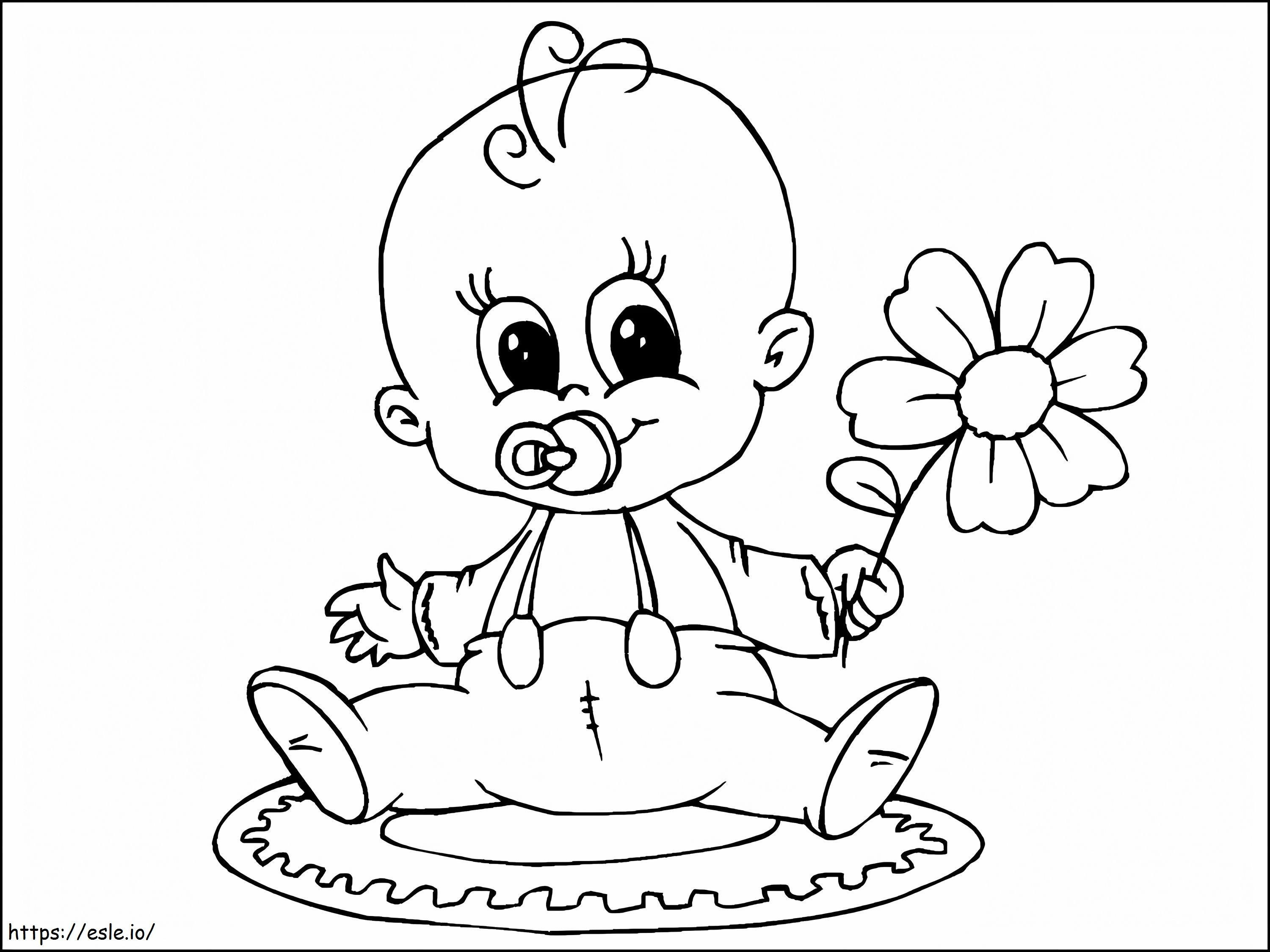 Coloriage  Babywithflowera4 à imprimer dessin