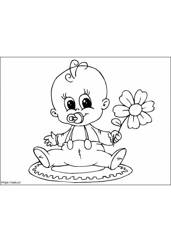  Babywithflowera4 para colorir