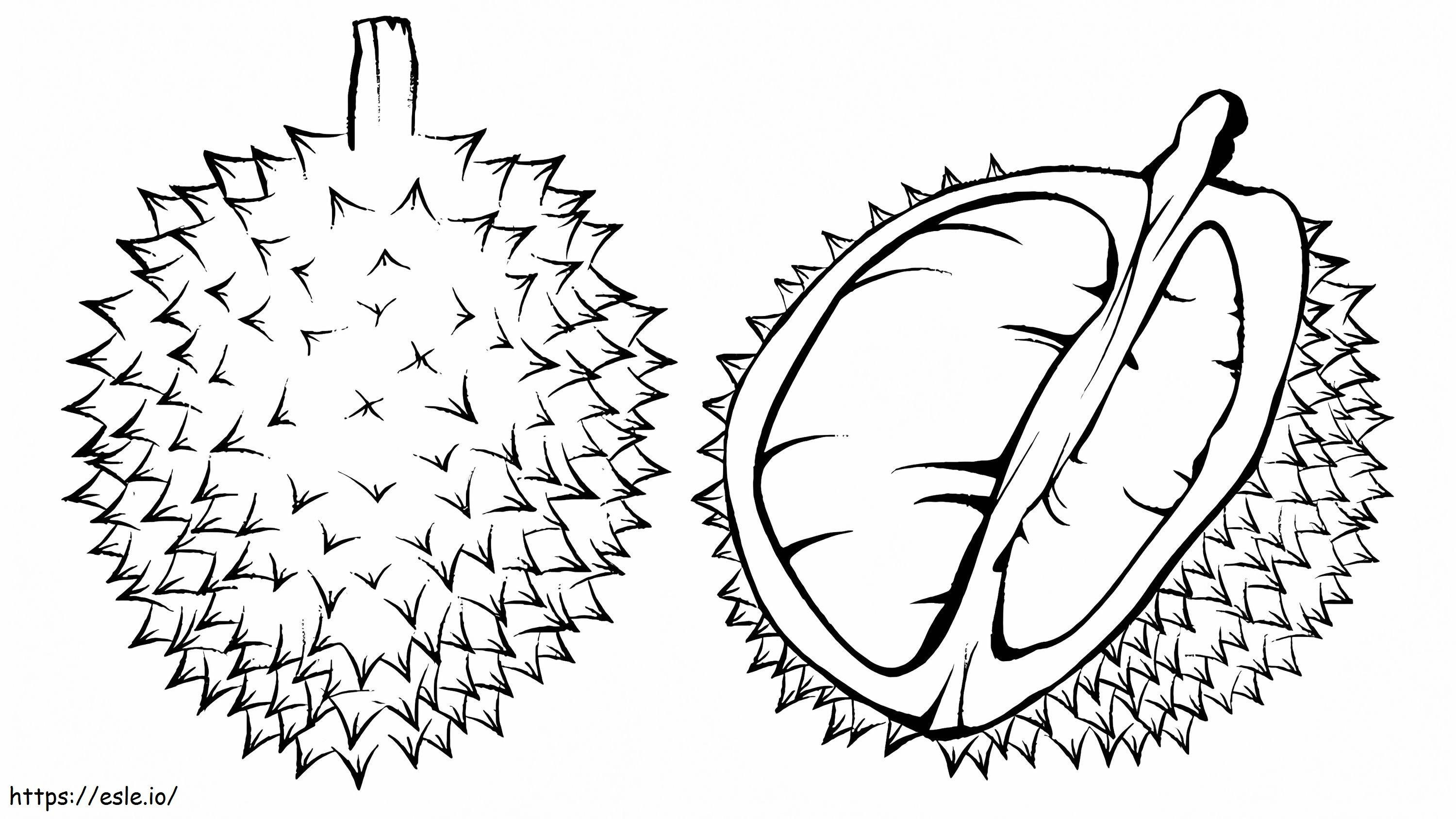 Coloriage Un durian et un demi durian à imprimer dessin