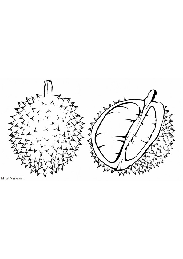 Coloriage Un durian et un demi durian à imprimer dessin