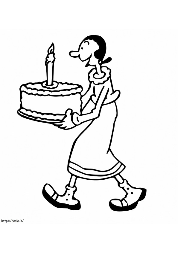 Olive Oil And Birthday Cake coloring page