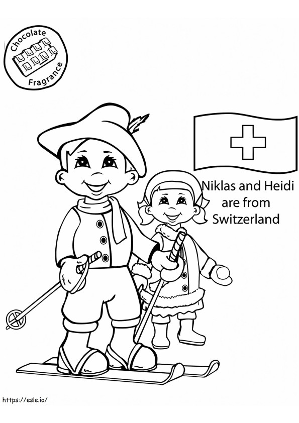 Niklas And Heidi From Switzerland coloring page